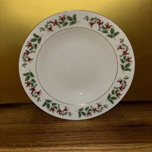 China Pearl Vintage Noel Christmas Holly Berries 7.5" Soup Bowl Set Of 4